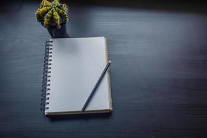 Notebook on the desk , Empty space on the notebook for Enter text or image photo