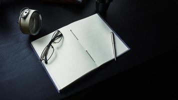 Notebook on the desk , Empty space on the notebook for Enter text or image photo