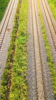 An aerial view of  Railroad tracks photo