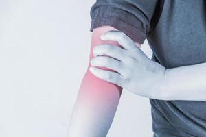 elbow injury in humans .elbow pain,joint pains people medical, mono tone highlight at elbow photo