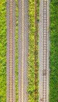 An aerial view of  Railroad tracks photo
