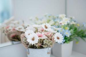 blur flowers with pollen reflection in the mirror photo