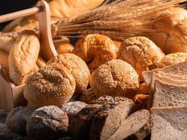 A variety of bread put together in a pile photo