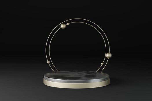 3d rendering illustration of podium stage display showcase for product placement in minimal design. photo