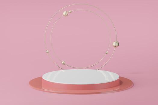 3d rendering illustration of podium stage display showcase for product placement in minimal design. photo