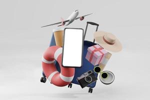 3d rendering illustration of mobile phone mockup in minimal design photo