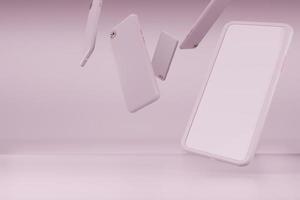 3d rendering illustration of mobile phone mockup in minimal design photo