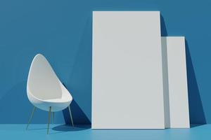 3d rendering illustration of empty frame mockup in minimal design photo