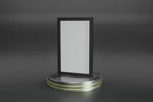 3d rendering illustration of empty frame mockup in minimal design photo