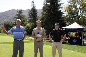 LOS ANGELES, APR 16 - Dennis Wagner, Jack Wagner, Tim Curren at the The Leukemia and Lymphoma Society Jack Wagner Golf Tournament at Lakeside Golf Course on April 16, 2012 in Toluca Lake, CA photo