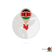 Kenya map and flag in circle. Map of Kenya, Kenya flag pin. Map of Kenya in the style of the globe. vector