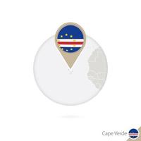 Cape Verde map and flag in circle. vector