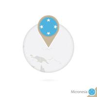 Micronesia map and flag in circle. Map of Micronesia, Micronesia flag pin. Map of Micronesia in the style of the globe. vector