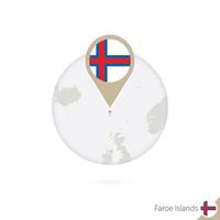 Faroe Islands map and flag in circle. Map of Faroe Islands, Faroe Islands flag pin. Map of Faroe Islands in the style of the globe. vector