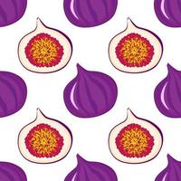 Exotic fig vegan fruit vector flat seamless pattern