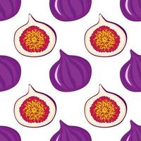 Exotic fig vegan fruit vector flat seamless pattern