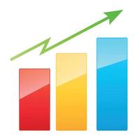 Vector illustration of bar graph with rising arrow