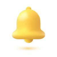 3d realistic yellow bell icon, vector illustration