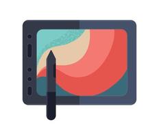 Flat vector illustration, graphics tablet with stylus