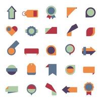 Vector set of flat icons banners, stickers, labels, badges. Collection of speech bubbles, arrows, tags and insignia