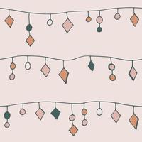 Vector seamless pattern of hand drawn garlands of beads. Abstract background from decorative elements of doodle lines