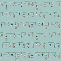 Vector seamless pattern of hand drawn garlands of beads. Abstract background from decorative elements of doodle lines