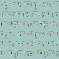 Vector seamless pattern of hand drawn garlands of beads. Abstract background from decorative elements of doodle lines