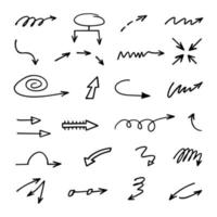 Vector set of hand drawn arrows, elements for presentation