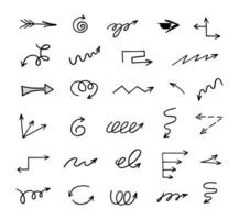 Vector set of hand drawn arrows, elements for presentation