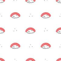 Seamless pattern with sushi on a white background. Japanese food. Vector illustration background.