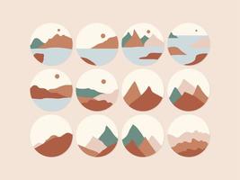 set of abstract boho landscape vector