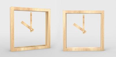 reloj cuadrado de madera holo diseño minimalista ilustración 3d foto