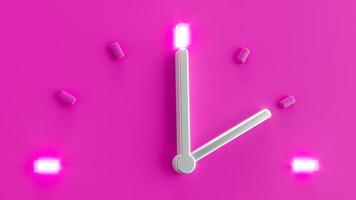 Pink 3d Half Clock Time 2 o Clock pm am Silver needle backlit dial light 3d illustration photo