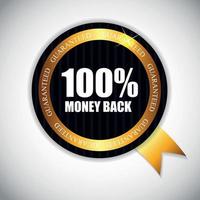 100 Money Back Golden Label Vector Illustration