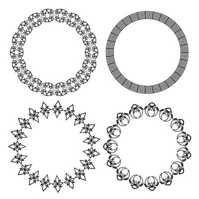 Monochromatic Ethnic Round Ornamental Vector Illustration