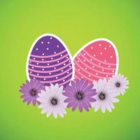 tarjeta de papel vectorial con huevos de pascua vector