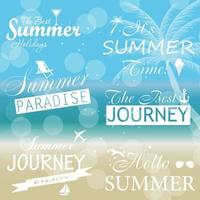 Vintage summer calligraphic elements design labels collection. Vector illustration