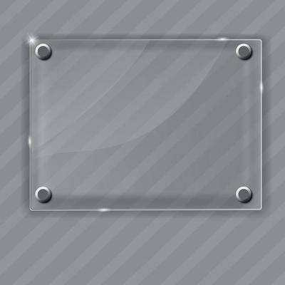 Glass frame on abstract metal background. Vector illustration.