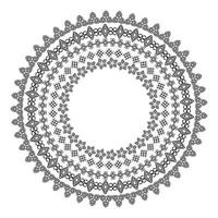 Monochromatic Ethnic Round Ornamental Vector Illustration
