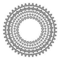 Monochromatic Ethnic Round Ornamental Vector Illustration