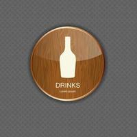 Food and drink wood application icons vector