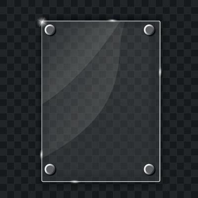 Glass frame on abstract metal background. Vector illustration.