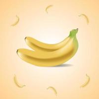 Yellow fresh bananas on white background, vector