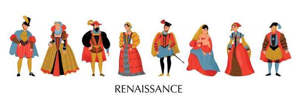 Renaissance Style Colored Icon Set vector