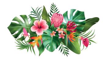 Realistic Exotic Flowers Composition vector