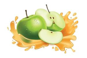 ilustración realista de salpicaduras de manzanas vector