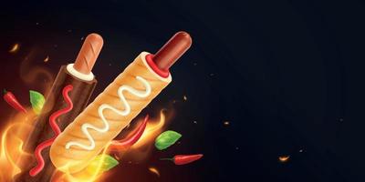 Spicy Hot Dogs Composition vector
