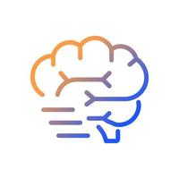 Brain activity gradient linear vector icon. Human body organ. Mental and intellectual activity. Dynamic movement. Thin line color symbol. Modern style pictogram. Vector isolated outline drawing