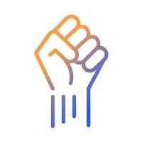 Fist up gradient linear vector icon. Symbol of protest and resistance. Political solidarity. Strength and power. Thin line color symbol. Modern style pictogram. Vector isolated outline drawing