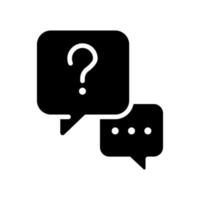 Interview question black glyph icon. Communication process. Journalist job and mass media. Information sharing. Silhouette symbol on white space. Solid pictogram. Vector isolated illustration